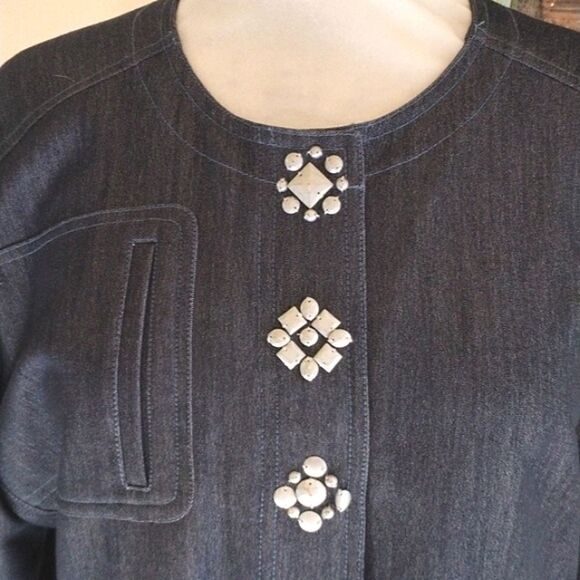 Ruby Red Embellished Denim Jacket - Picture 2 of 10